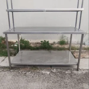Meja 2 Susun Stainless Steel Ukuran 150x80x85 dan Uppershelf 150x30x75