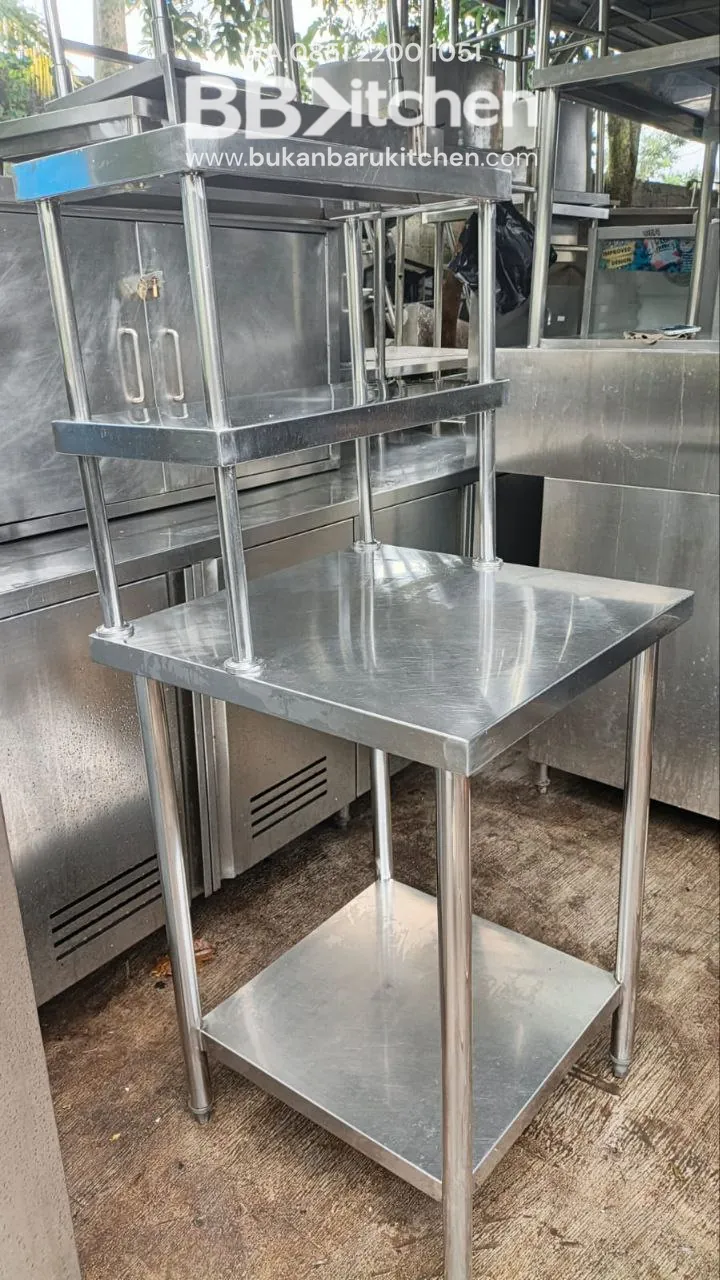 Meja 2 Susun Stainless Steel Ukuran 60x60x85 - Image 2