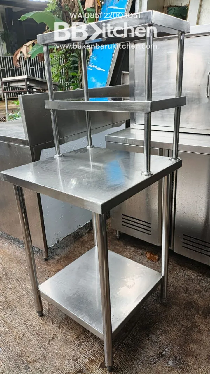 Meja 2 Susun Stainless Steel Ukuran 60x60x85
