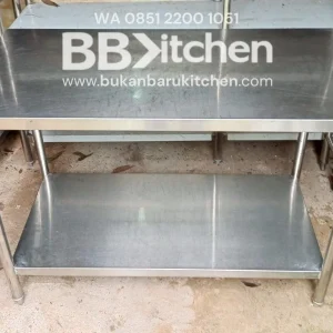 Meja 2 Susun Stainless Steel Ukuran P 120 x L 60 x T 85 cm