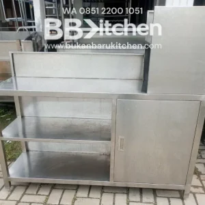 Meja 3 Susun Stainless Kombinasi Kabinet P 150 x L 50 x T 85 cm