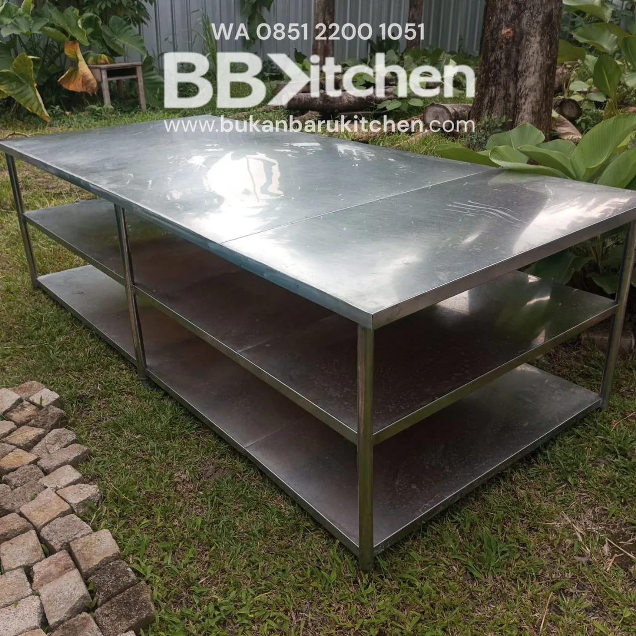 Meja 3 Susun Stainless Steel Uk. 275x120x80cm