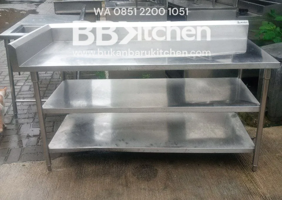 Meja 3 Susun Stainless Steel Ukuran P 170 x L 75 x T 85 cm - MENTARI