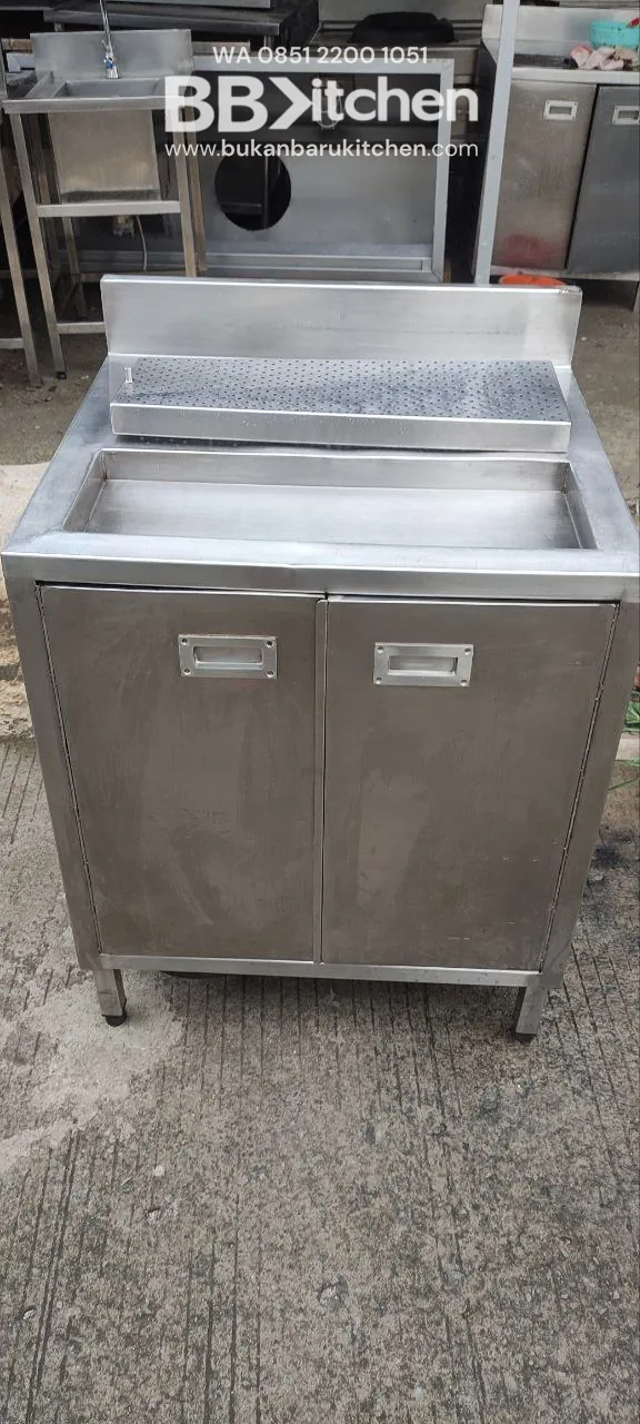 Meja Cabinet Stainless Steel 60x65x80 dengan Tempat Tirisan Air - Image 2
