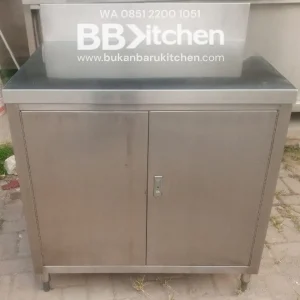 Meja Kabinet Stainless 90x75x85 cm dengan Backsplash 15 cm