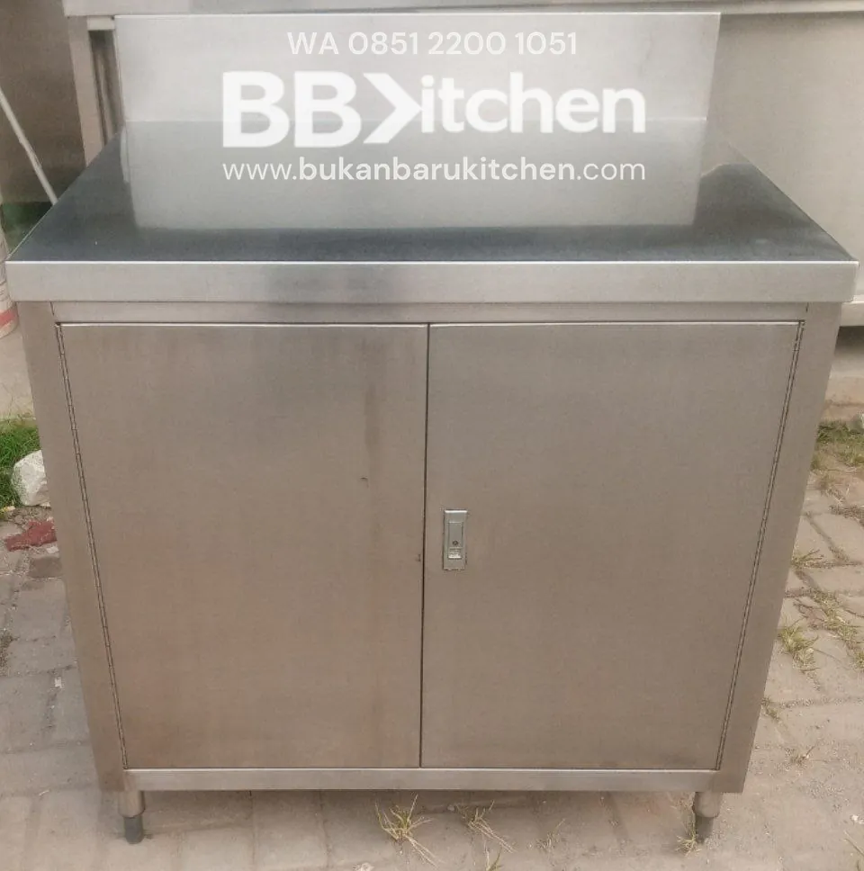 Meja Kabinet Stainless 90x75x85 cm dengan Backsplash 15 cm