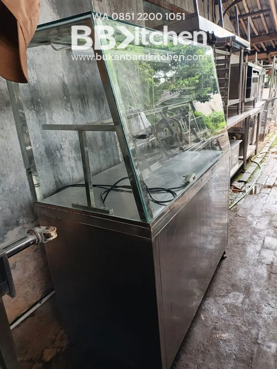 Meja Kabinet Stainless dengan Etalase Kaca 120x70x80 - Image 3
