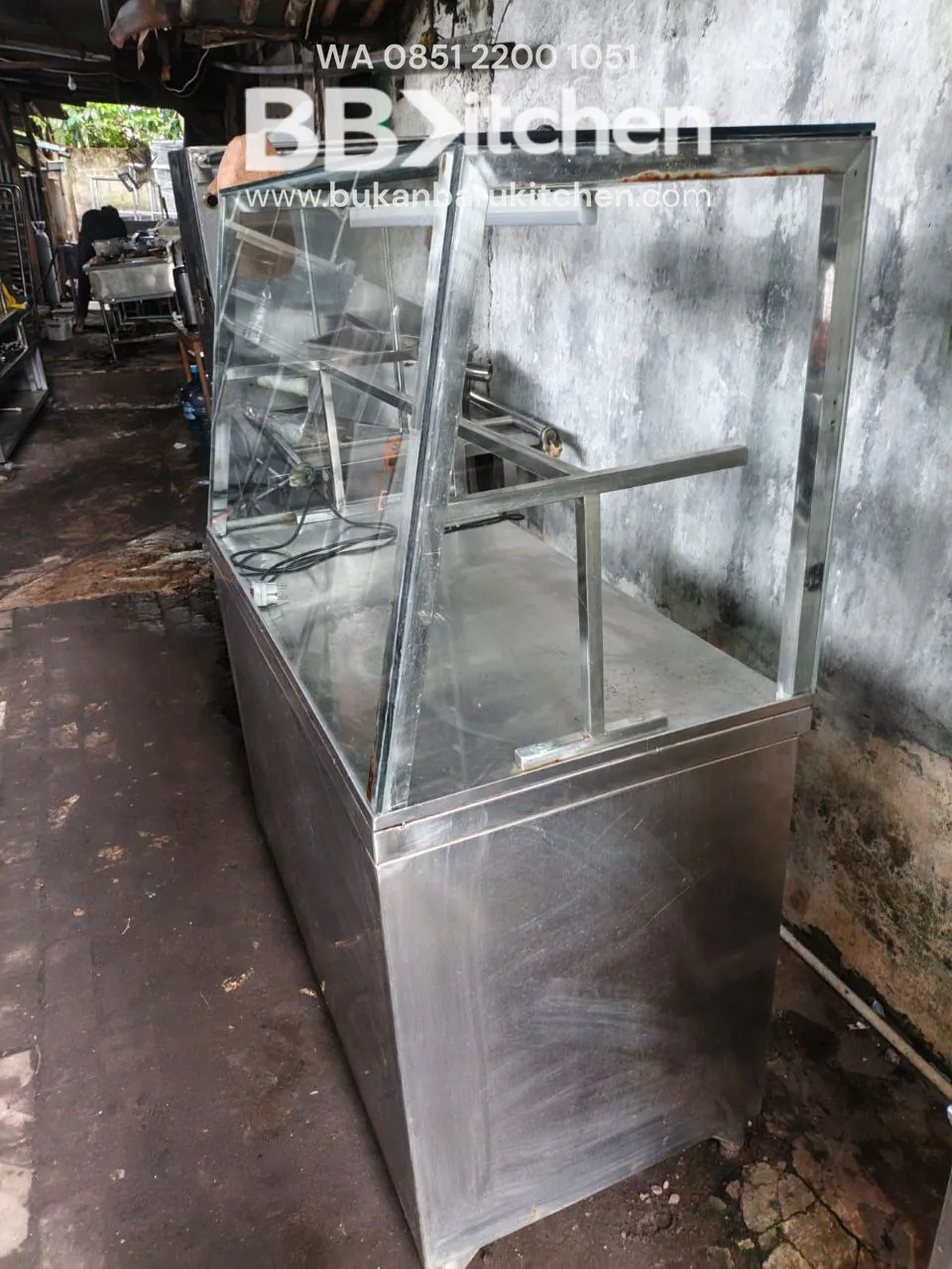 Meja Kabinet Stainless dengan Etalase Kaca 120x70x80 - Image 4