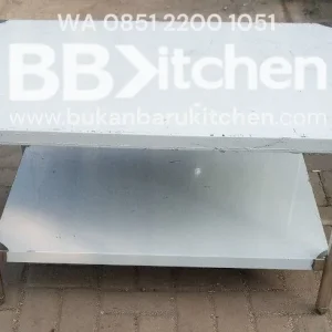 Meja Kompor 2 Susun Stainless Steel 100 x 70 x 57-60 cm