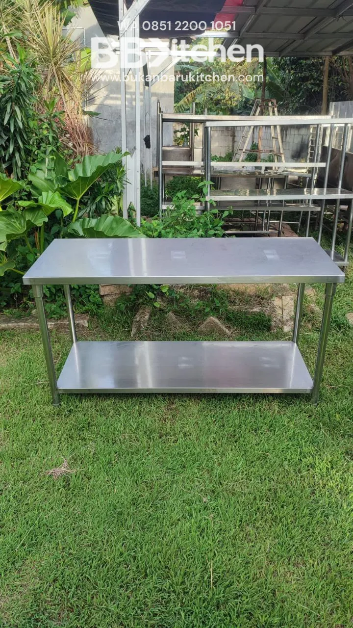 Meja Prepare 2 Susun Stainless Steel P 150 L 60 T 80 cm