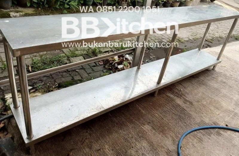 Meja Stainless 2 Susun 254x60x85 cm