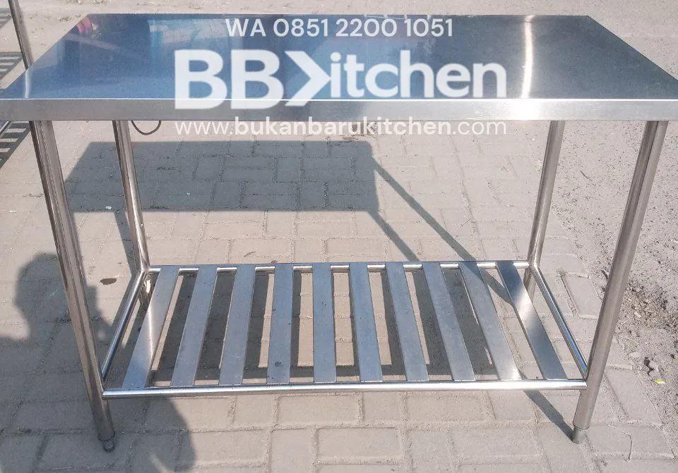 Meja Stainless 2 Susun P 120 x L 60 x T 87 cm
