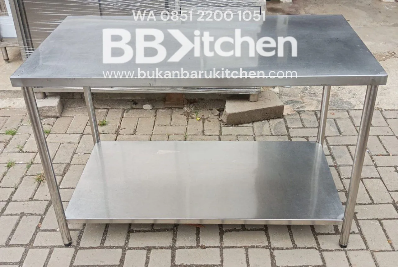 Meja Stainless 2 Susun P 130 x L 70 x T 85 cm - Bekas