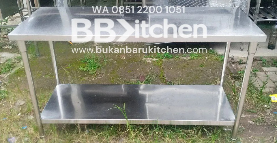 Meja Stainless 2 Susun P 150 x L 60 x T 85 cm