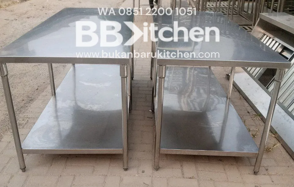 Meja Stainless 2 Susun P 200 x L 80 x T 85 cm