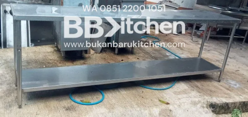 Meja Stainless 2 Susun P 254 x L 60 x T 85 cm - Bekas