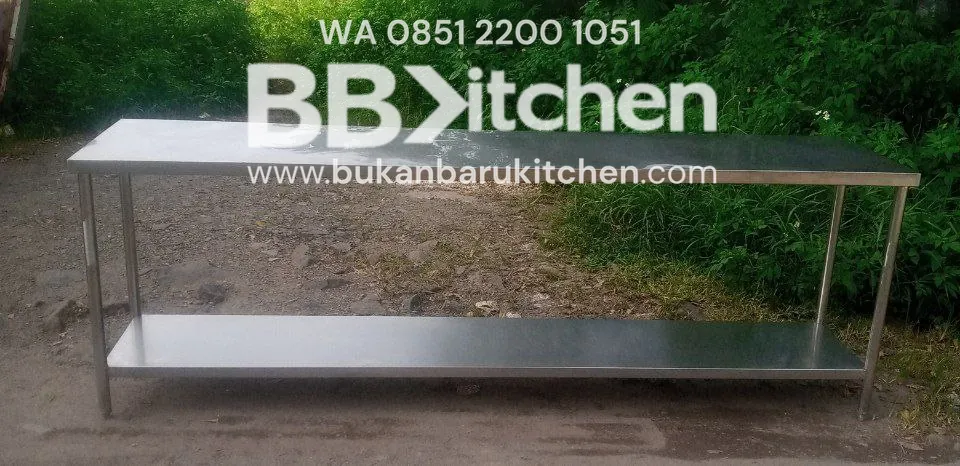 Meja Stainless 2 Susun P 254 x L 60 x T 85 cm