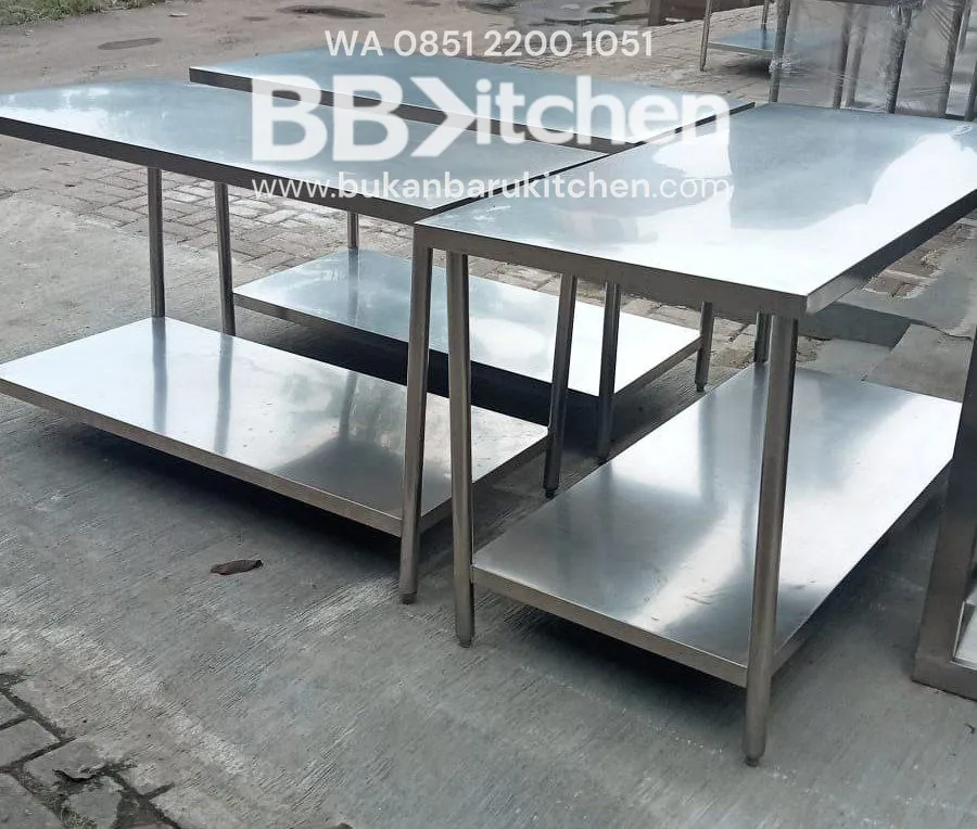 Meja Stainless 2 Susun P140 x L70 x T85 cm