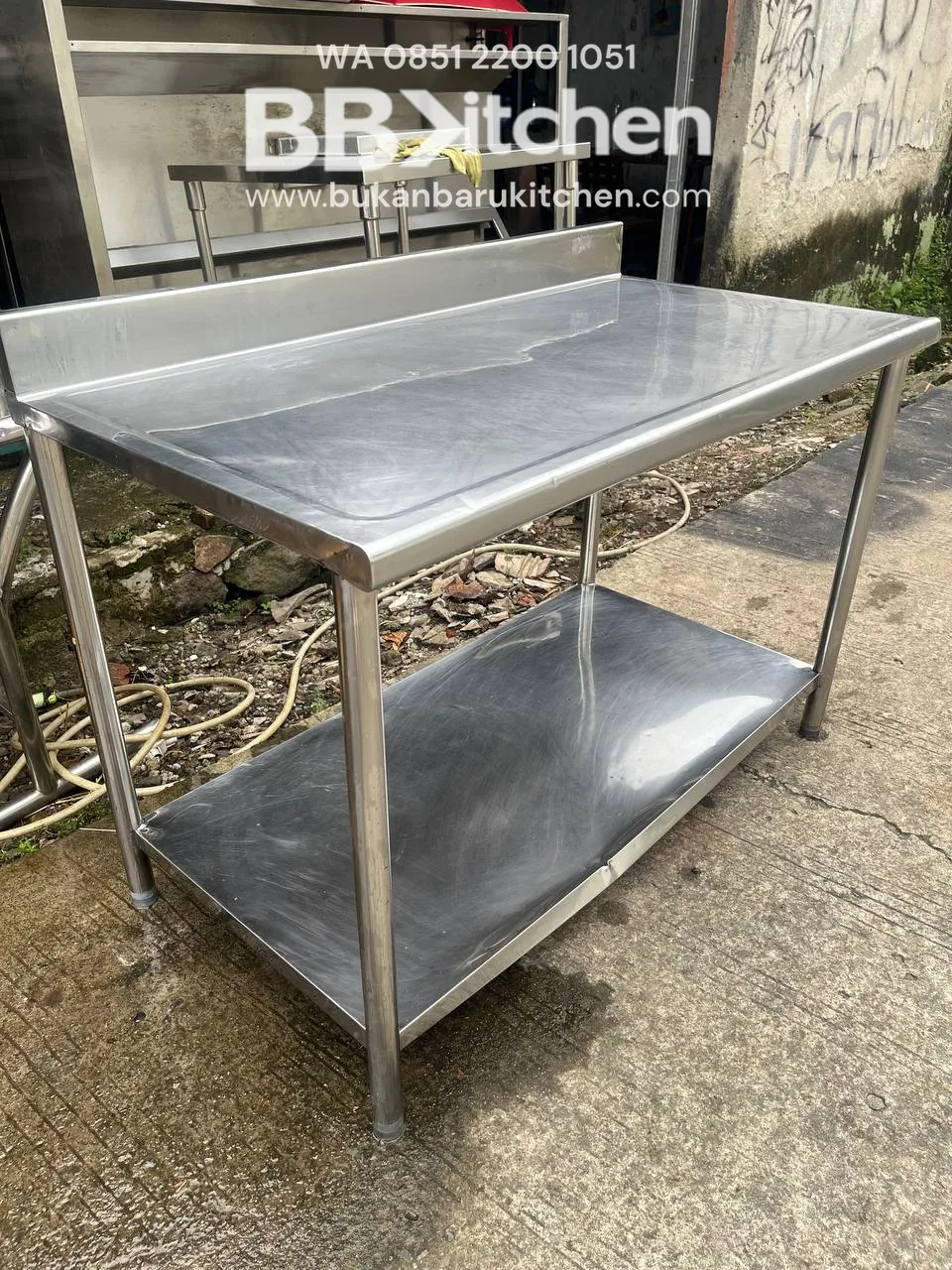 Meja Stainless 2 Susun Ukuran 116x64x79 untuk Dapur Komersial - Image 2