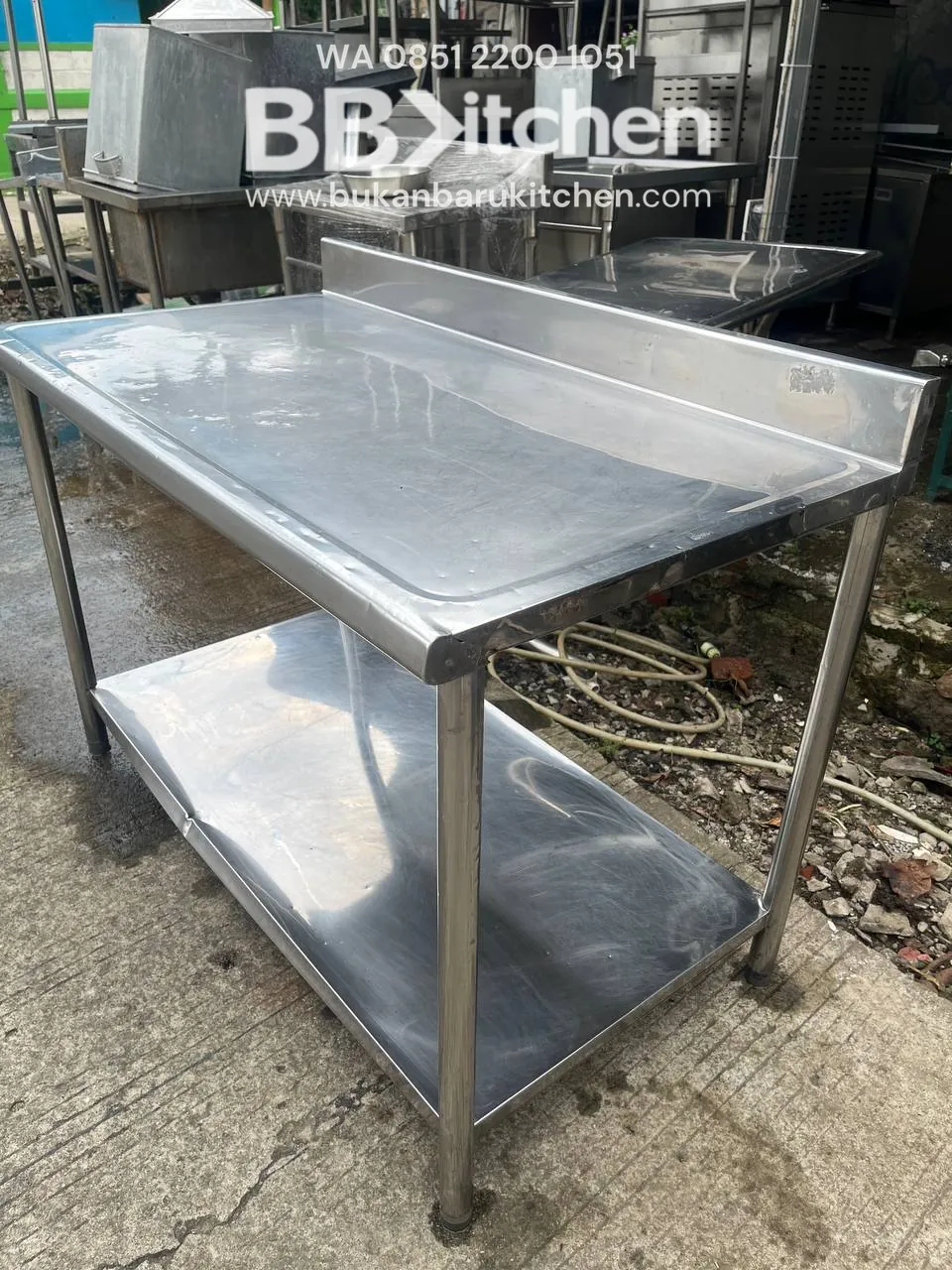Meja Stainless 2 Susun Ukuran 116x64x79 untuk Dapur Komersial - Image 3
