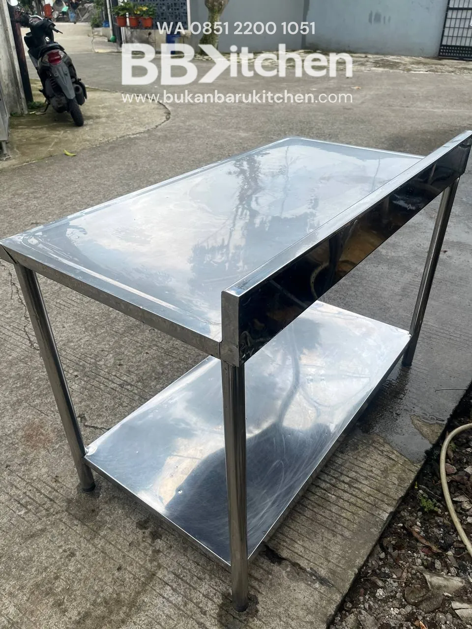 Meja Stainless 2 Susun Ukuran 116x64x79 untuk Dapur Komersial - Image 4