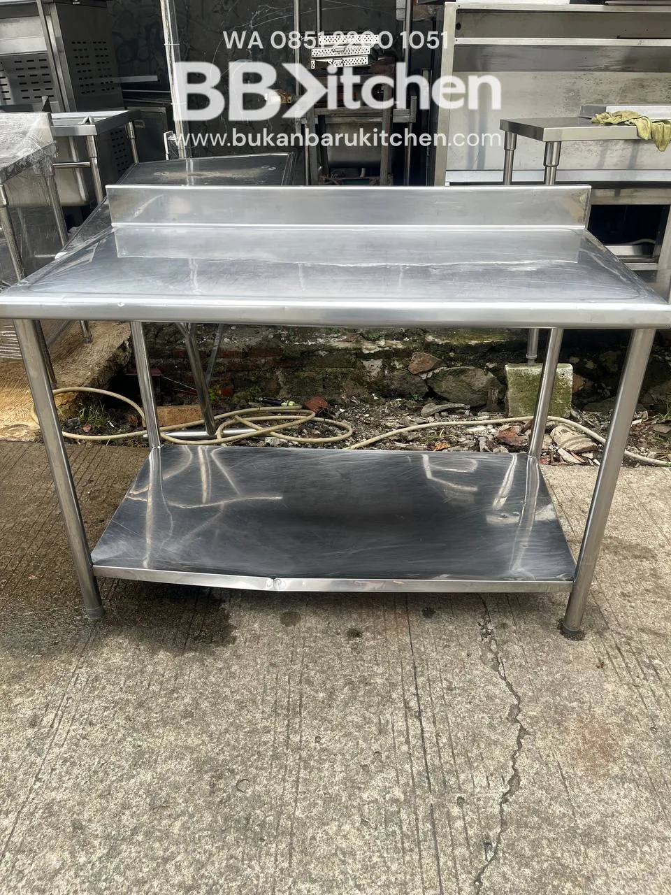 Meja Stainless 2 Susun Ukuran 116x64x79 untuk Dapur Komersial