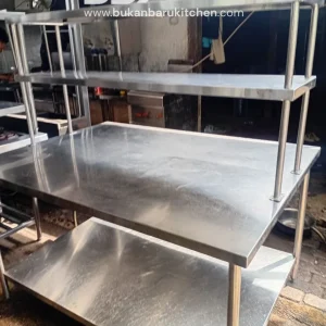 Meja Stainless 2 Susun Ukuran 150x110x85 untuk Dapur Komersial