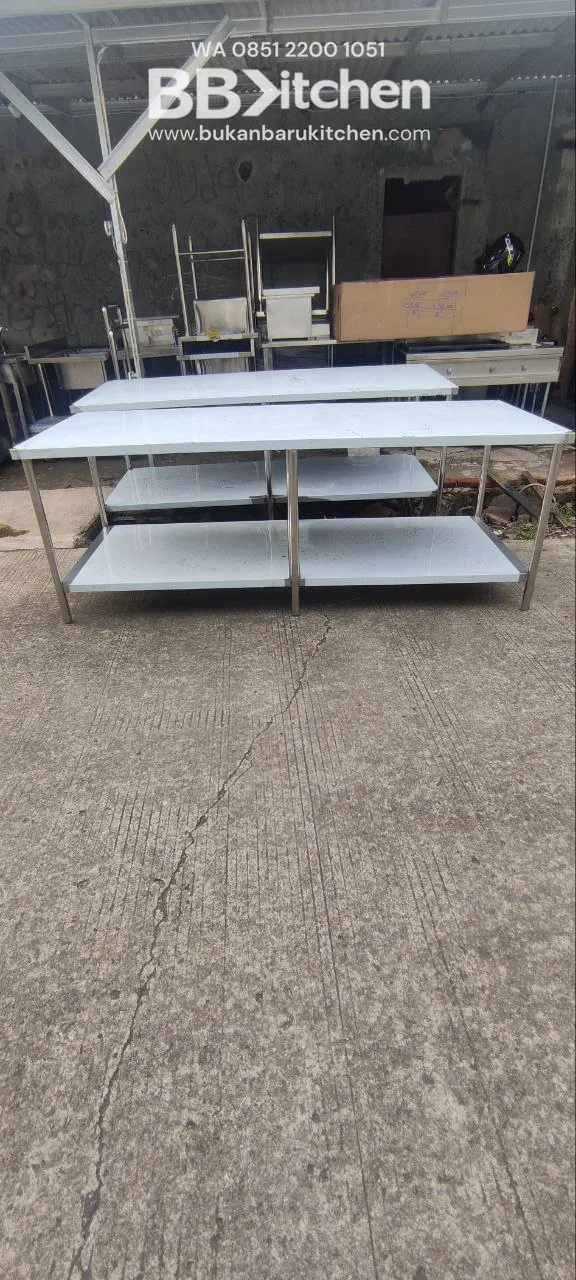 Meja Stainless 2 Susun Ukuran 220x75x85
