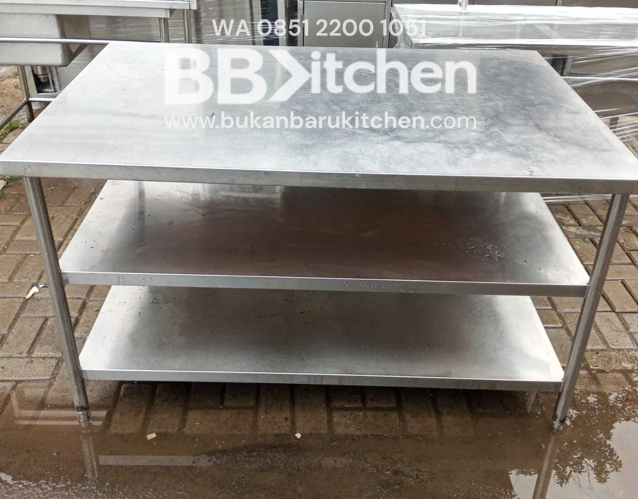 Meja Stainless 3 Susun P150 x L100 x T85 cm