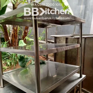 Meja Stainless 3 Susun Ukuran 95x75x85 untuk Dapur Komersial