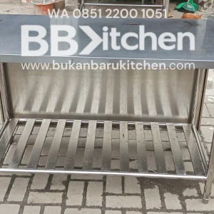 Meja Stainless Steel 2 Susun P130 x L60 x T86 cm