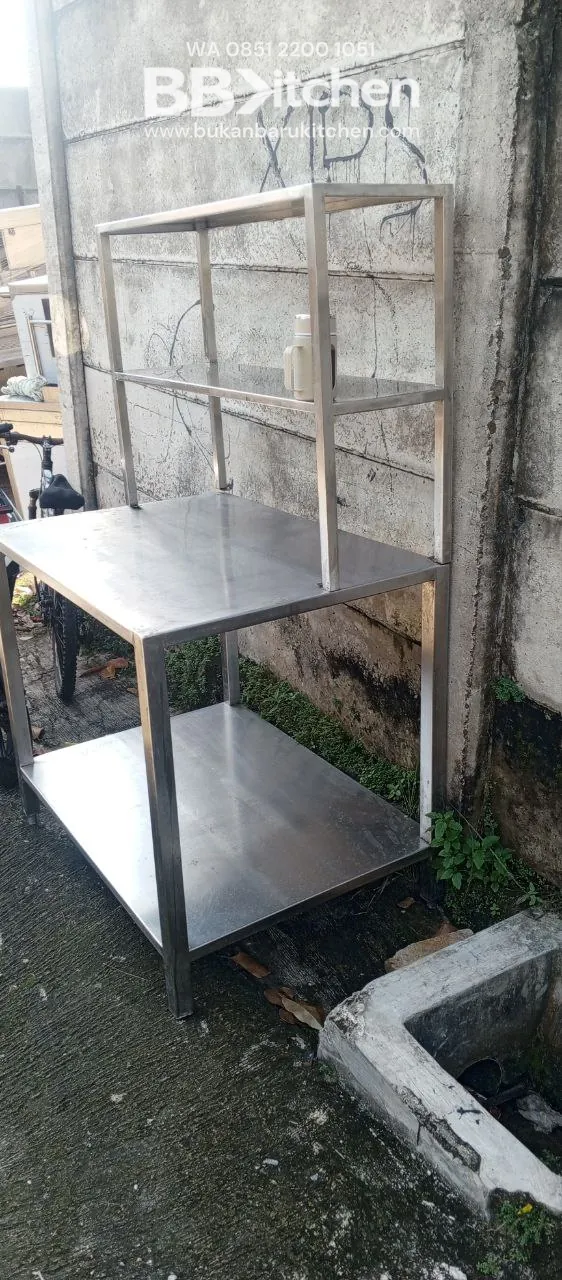 Meja Stainless Steel 2 Susun Ukuran 100x70x80