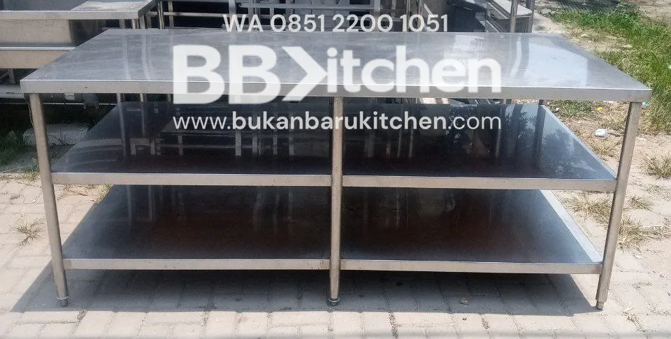 Meja Stainless Steel 3 Susun P 200 x L 100 x T 83 cm