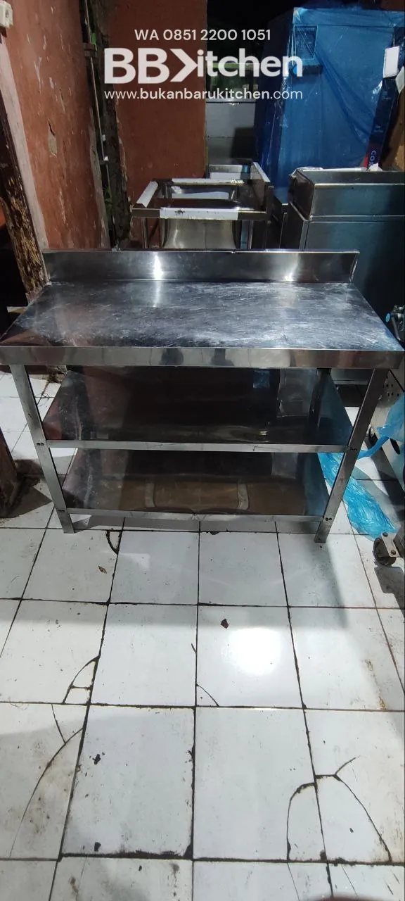 Meja Stainless Steel 3 Susun Ukuran 100x50x80