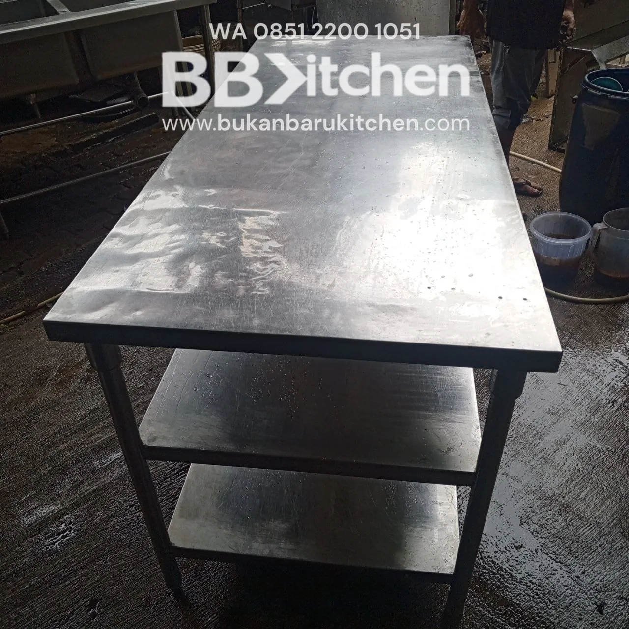 Meja Stainless Steel 3 Susun Ukuran 170x75x85 Bekas - Image 2