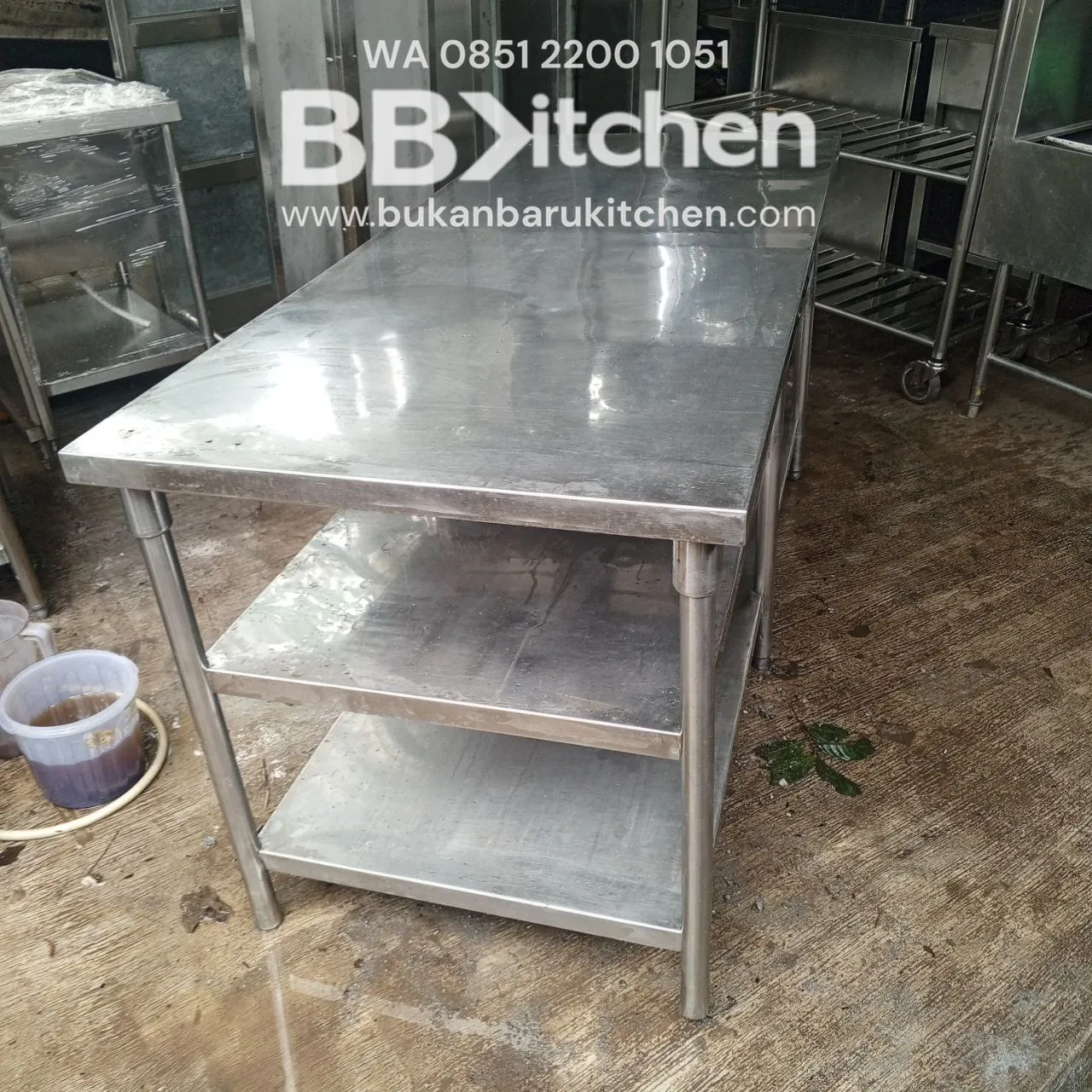Meja Stainless Steel 3 Susun Ukuran 170x75x85 Bekas - Image 3