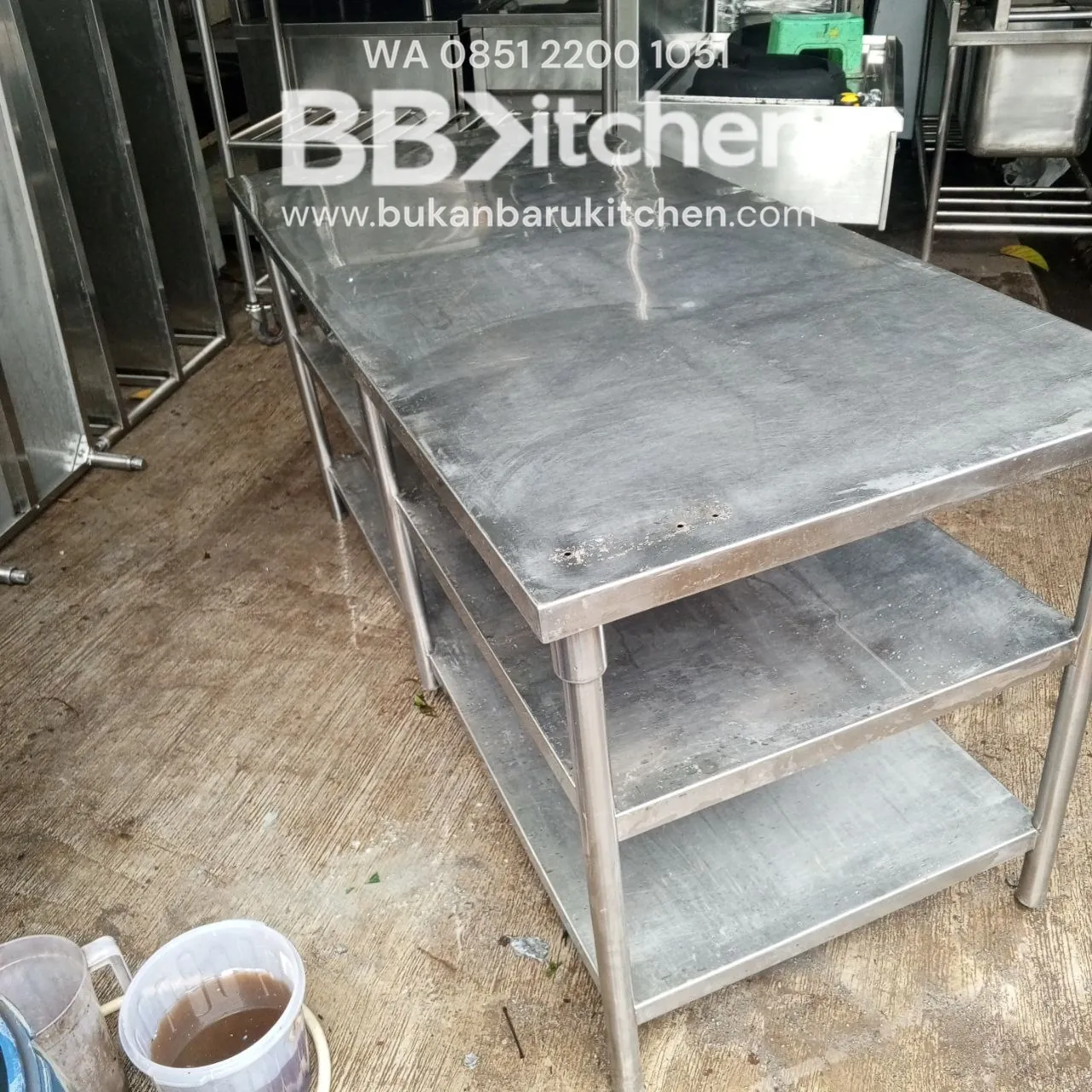 Meja Stainless Steel 3 Susun Ukuran 170x75x85 Bekas - Image 4