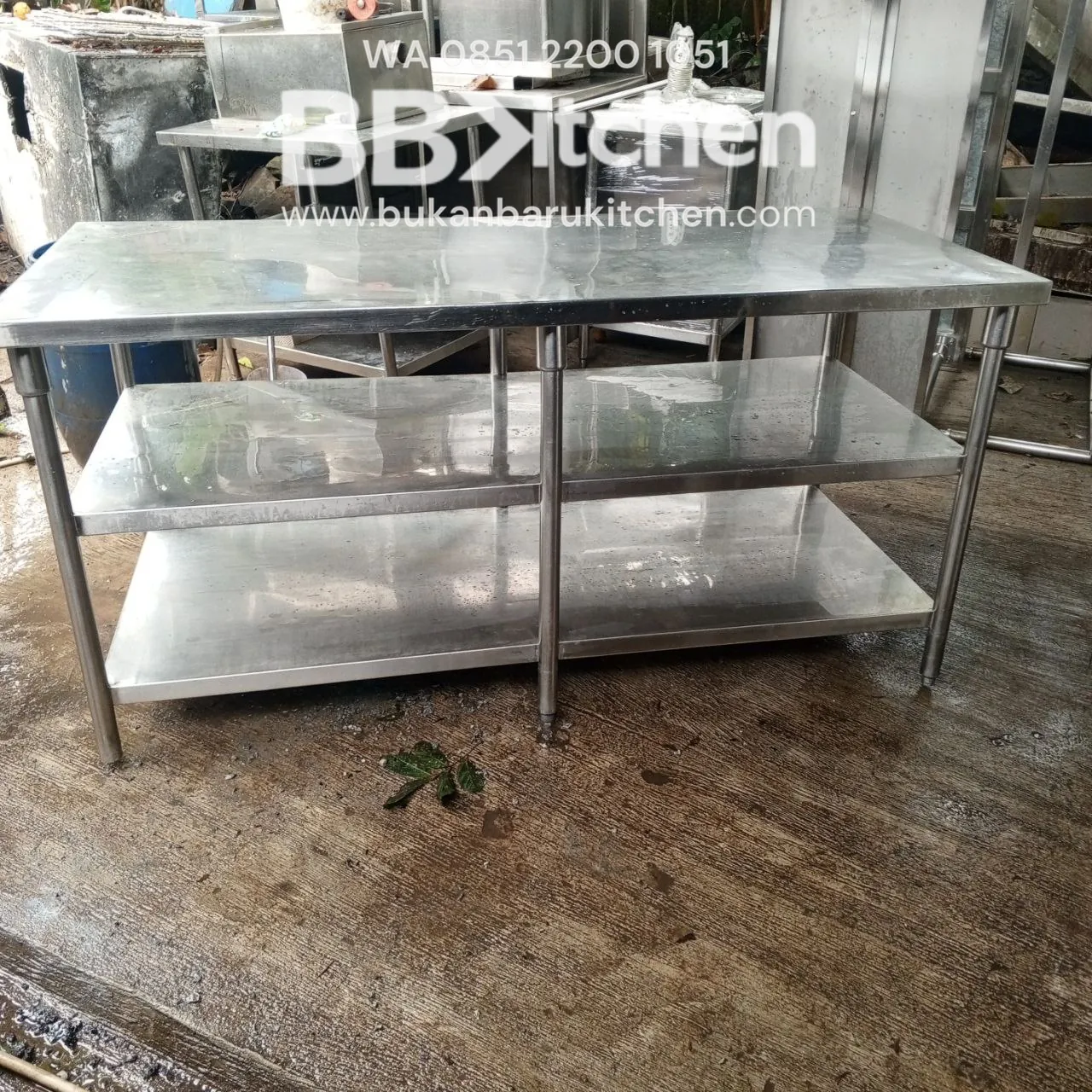 Meja Stainless Steel 3 Susun Ukuran 170x75x85 Bekas
