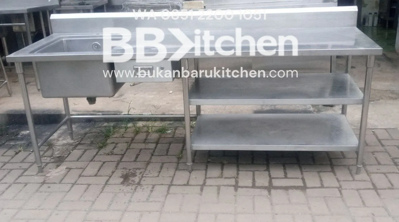 Meja Stainless Steel 3 Susun Ukuran P 230 x L 75 x T 85 cm