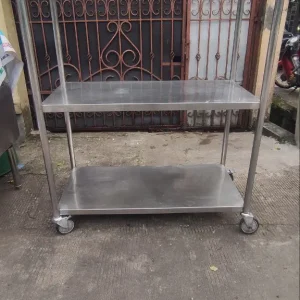 Rak 3 Susun Stainless Steel dengan Roda Ukuran 120x50x152