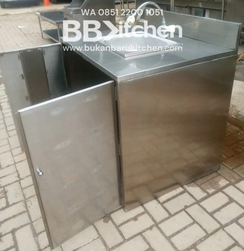 Single Sink Kabinet Stainless dengan Kran dan Grease Trap - Ukuran 100 x 80 x 90 cm - Image 2
