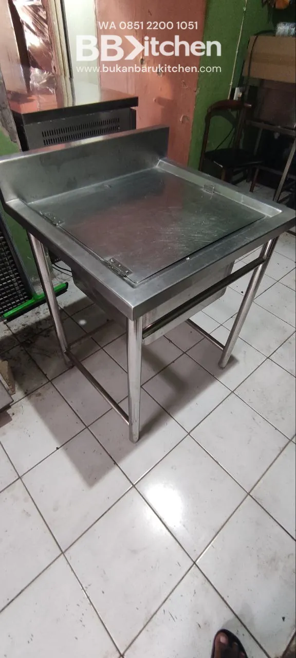 Single Sink Stainless Steel 64x60x85 cm dengan Tutup - Image 2