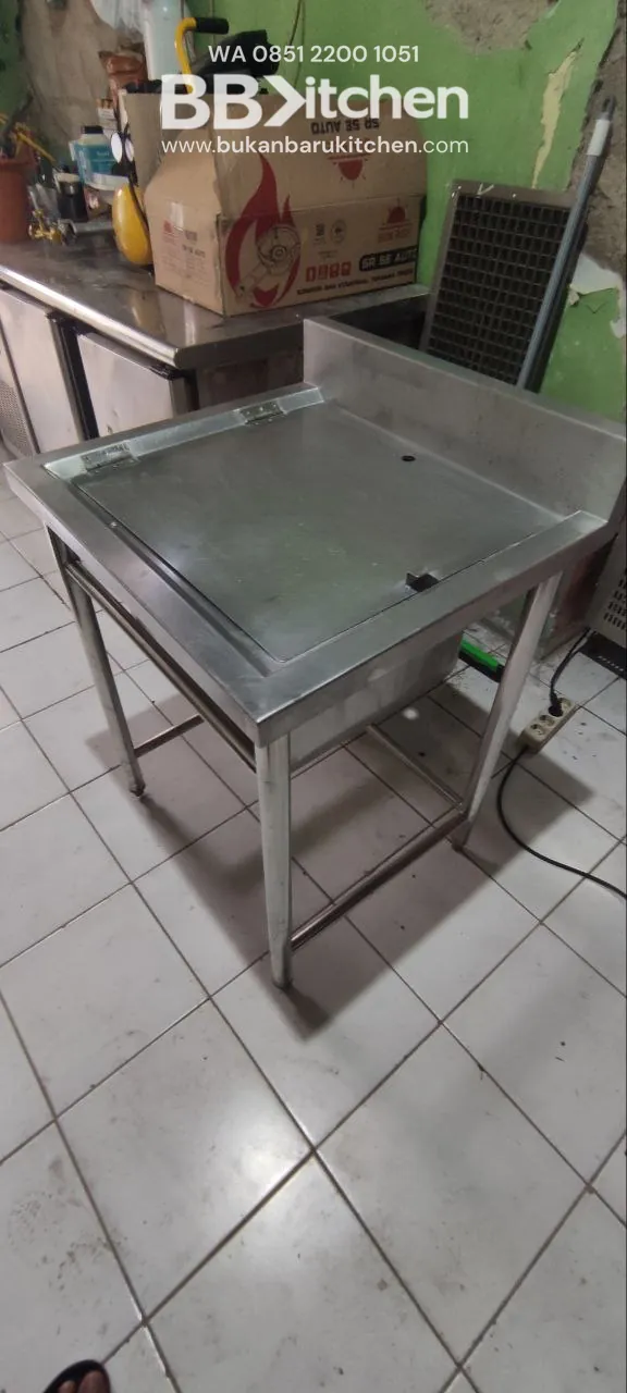 Single Sink Stainless Steel 64x60x85 cm dengan Tutup - Image 3