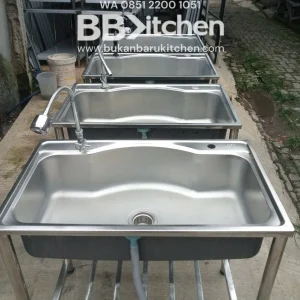 Single Sink Stainless Steel 86x48x80 cm dengan Kran
