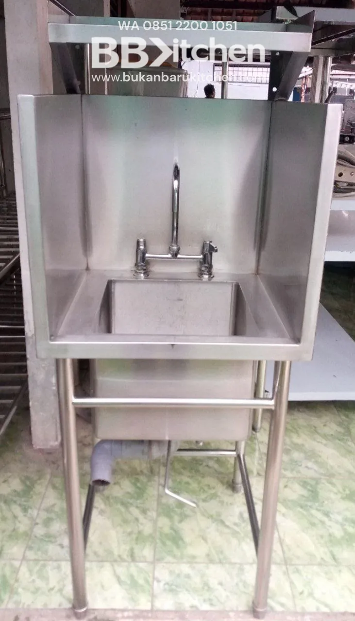 Single Sink Stainless Steel Backsplash P60 x L60 x T85 cm - Image 5