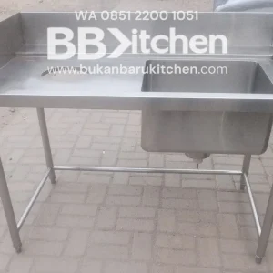 Single Sink Stainless Steel dengan Lobang Pembuangan Kiri - Ukuran 120 x 75 x 79 cm