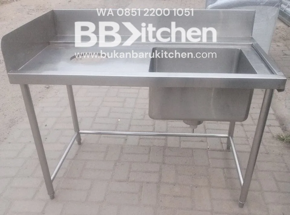 Single Sink Stainless Steel dengan Lobang Pembuangan Kiri - Ukuran 120 x 75 x 79 cm