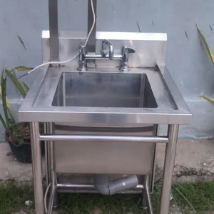Single Sink Stainless Steel dengan Pengering Tangan 60x60 cm