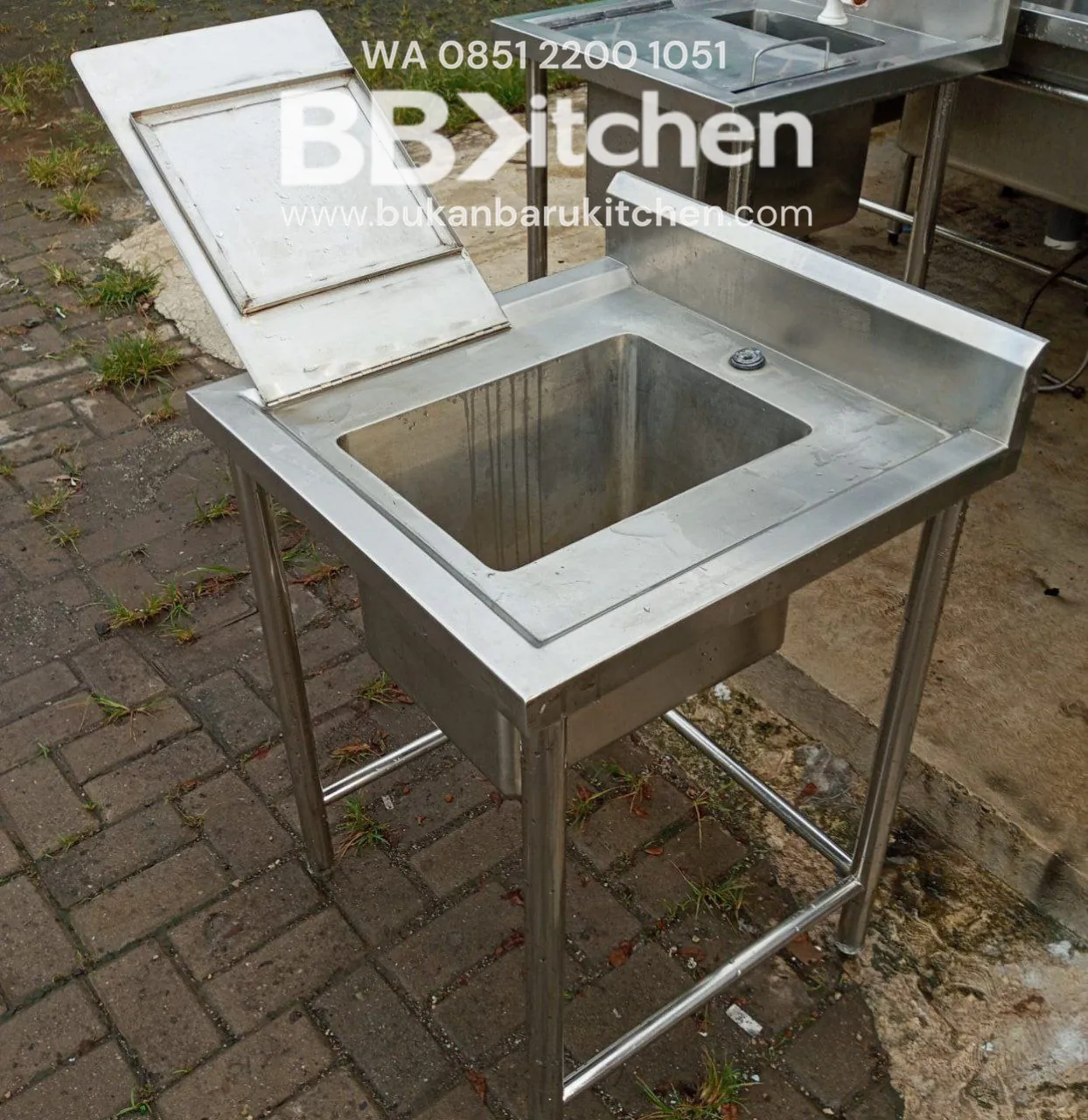 Single Sink Stainless Steel dengan Penutup 60x60 cm - Image 4