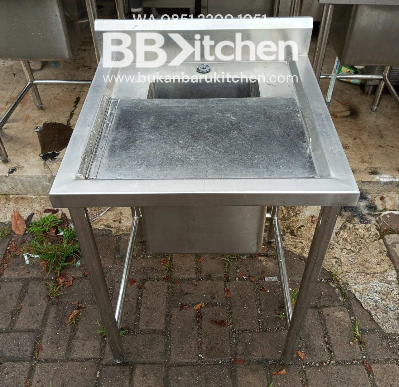 Single Sink Stainless Steel dengan Penutup 60x60 cm - Image 5